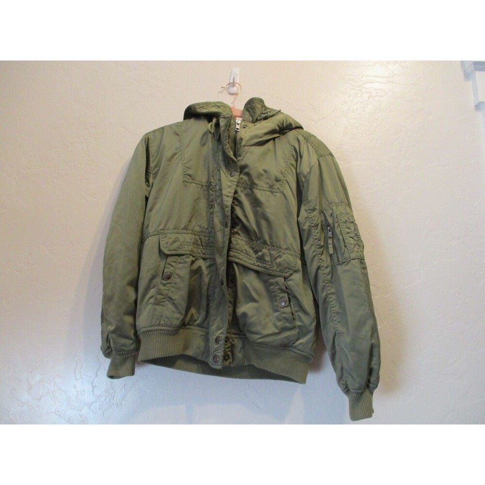 American Eagle Outfitters Womens Sz S AE-177 Sherpa Lined Hooded Bomber Jacket